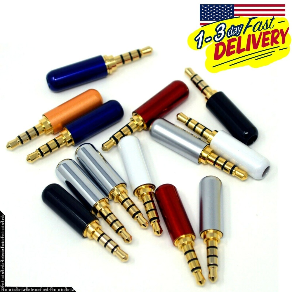 Lot 3.5mm (4 Pole) Male Repair headphone Jack Plug Metal Audio Soldering