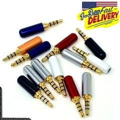 Lot 3.5mm (4 Pole) Male Repair headphone Jack Plug Metal Audio Soldering