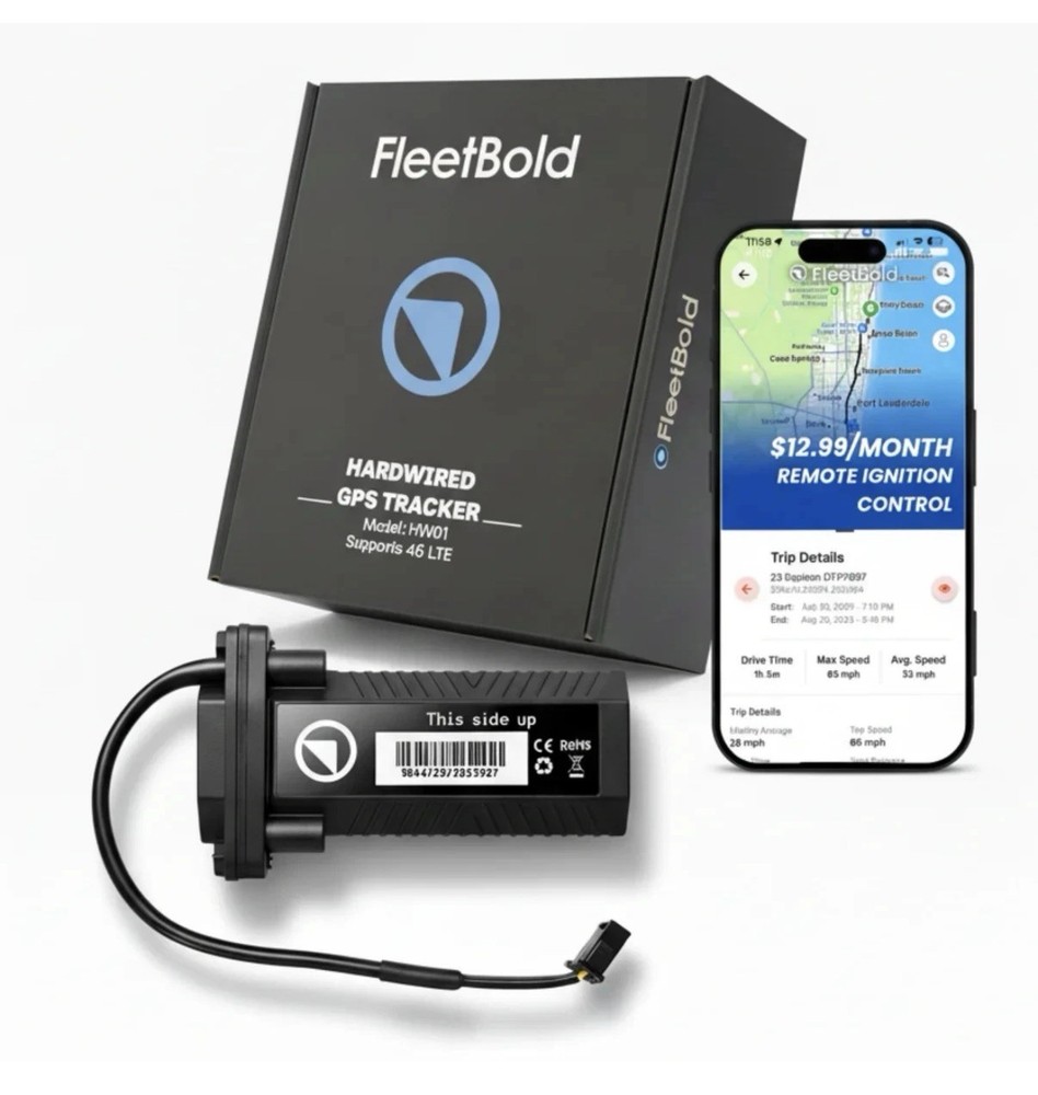 Car GPS Hardwired Waterproof 4G LTE Tracker w/ Kill Switch & Backup Battery