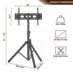 Universal Outdoor Tripod TV Stand with Mount Tilt Adjustable up to 70″