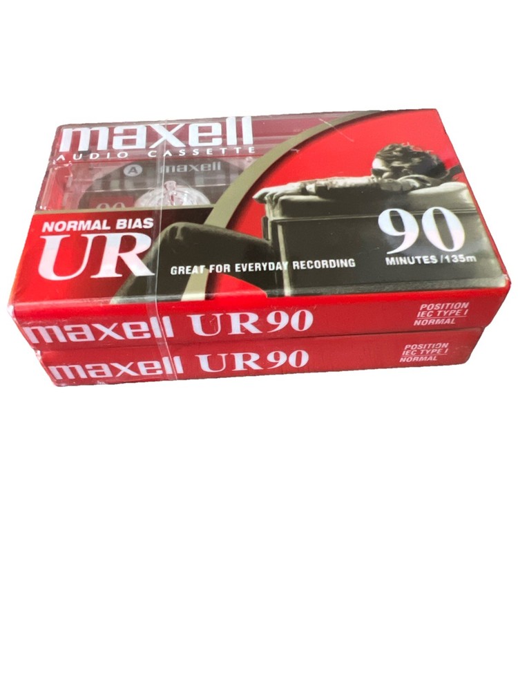 Maxell UR-90 Blank Audio Cassette Normal Bias Type I 90 Minute 2 Pack New Sealed