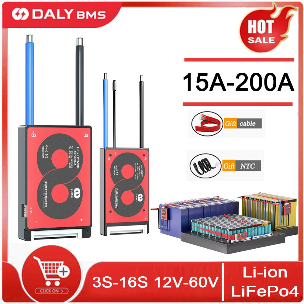 Daly BMS 3S-16S 12V-60V 15-200A Common Port w/Balance NTC for Li-ion LiFePo4 lot