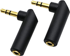 3.5mm Male to Female Audio Adapter 90° Right Angle Stereo Jack AUX 2 Pack