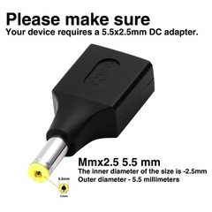 Danfetsoy USB 2.0 A Female to DC 5.5 x 2.5mm Male Power Adapter 5V 3A Fast Ch…