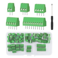 54 Pcs 2.54mm Pitch PCB Mount Screw Terminal Block Connector, 2P 3P 4P 5P 10P…