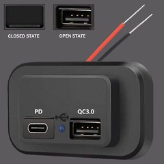 12-24V 4.8A Dual USB PD QC3.0 Car Boat RV Charger Socket LED Power Outlet