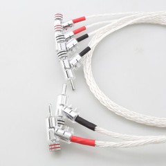 OCC Silver Plated Cord with Angle Banana Plugs HiFi Audio Bi-wire Speaker Cable