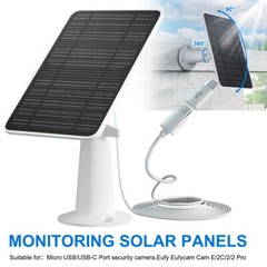 360° Solar Panel Charger for Outdoor Security Camera Eufy 10W Micro USB Type-C
