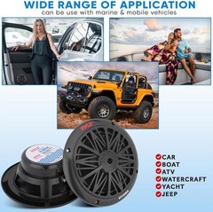 Pyle 6.5″ 200 W Marine Boat Speaker System Weather Proof Dual 2 Way