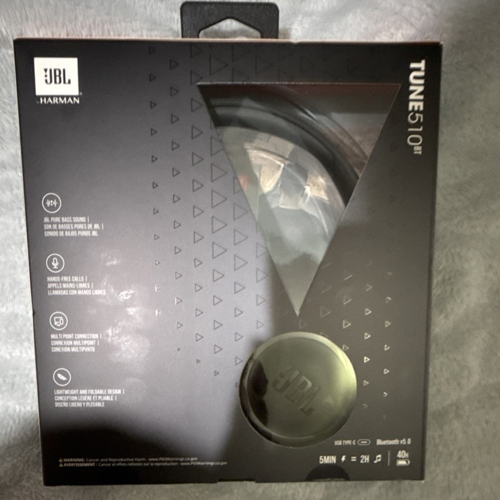 JBL Tune 510BT Bluetooth Wireless On-Ear Headphones Black Built-In Mic Foldable