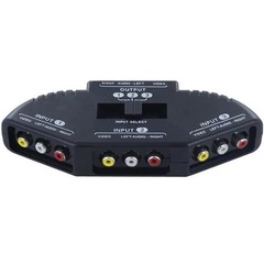 Fosmon 3 Port AV Composite RCA Selector Box Switch Splitter w/ Cable Cord Plug