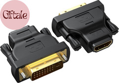 DVI to HDMI Adapter 2-Pack, Bidirectional Female HDMI to DVI-D(24+1) Male Adapte