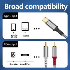 USB C to 2 RCA Audio Cable, Type C to RCA Jack Male Adapter Cord, USB C to 2 …