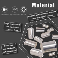 10-100PCS Ferrules Crimp Terminal Wire Connector Kits AWG (8 6 4 2 1/0 2/0)