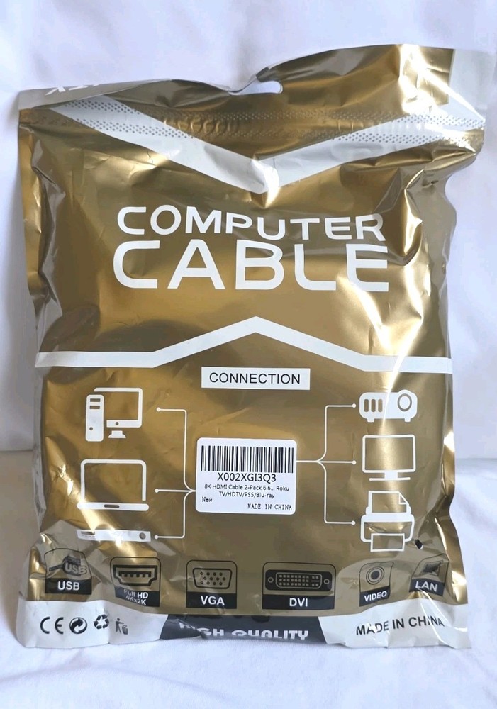 8k HDMI Cable 💥2 Pkg- 6.6 ft 8k Certified Ultra High Speed (Brand New in Pack)