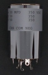 50/50/50uF @ 350vdc 3-section 1.5-in.dia. Electrolytic Can Capacitor