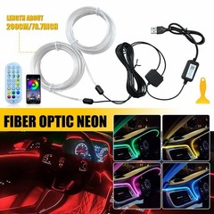 LED Neon Light Trim Glow Optic Fiber Strip Car Interior Ambient Lighting Kit.APP