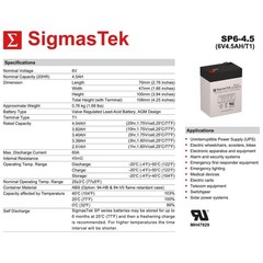6 Volt 4.5 Amp Hour Battery Replacement for Mighty Max ML4-6 by SigmasTek