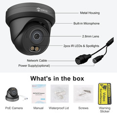Anpviz 4MP PoE IP Security Camera 100ft Color Night Vision NDAA with Audio 2.8mm