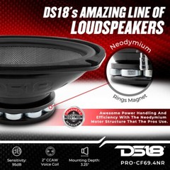 DS18 PRO-CF69.4NR 6.9″ Mid-Bass Speaker Water Resistant Carbon Fiber Cone 600 W