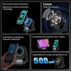 Wireless Induction Speaker 5-in-1 Bluetooth Speaker With Phone Stand