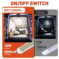 4x 12V LED Interior Light Bars 120LED 2800LM Lights with ON/Off for Car RV Truck