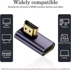8K@60Hz HDMI Angled Adapter (2 Pack), 90 Degree Left and Right HDMI 2.1 Male to