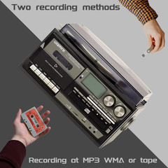 10-in-1 Vintage Vinyl Record Player with Bluetooth, CD, Cassette & Radio