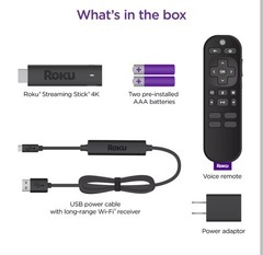Roku Streaming Stick 4K 2160p HDR Dolby Vision Wi-Fi HDMI Voice Remote