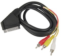 1x 1.5m Scart Male to RCA Triple 3 x Phono Composite Audio Video Adapter Cable