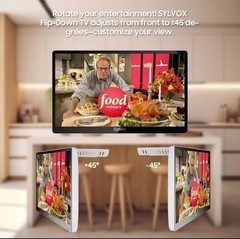 Sylvox 15.6″ Mini TV 12Volt TV 90° Flip Down ±45° Rotatable 1080P Kitchen Yacht