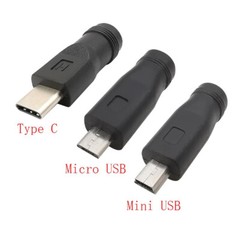 DC Power Adapter 5.5 x 2.1mm Female to Micro USB Mini Type C Male Converter Plug