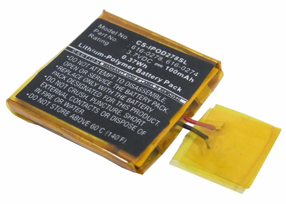 100mAh Battery For Apple iPOD Shuffle G2 1GB,iPOD Shuffle G3,616-0274,616-0278