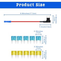 15PCS Fuse TAP Adapter Kit 12V 15 Amp 20Amp Car Add-a-circuit Mini ATM APM Blade