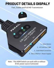 2FT 4K HDMI 2.0 Cable Auto Switch Switcher Splitter Adapter 3 In-1 Out Device