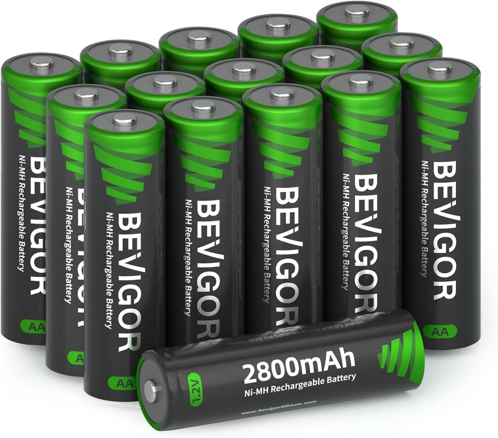 BEVIGOR AA Rechargeable Batteries 16 Pack, 2800 mAh High Capacity and Low Sel…