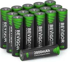 BEVIGOR AA Rechargeable Batteries 16 Pack, 2800 mAh High Capacity and Low Sel…