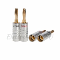 24K Gold Plated Audio Screw Banana Plug Speaker Wire Jack Connector Pack Lot