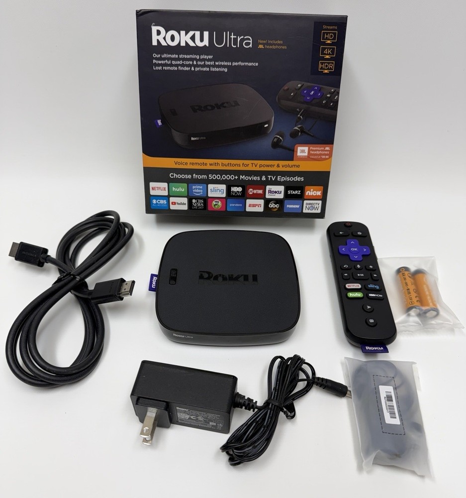 Roku Ultra 4K/HD/HDR Streaming Media Player with JBL Headphones 4661R- Black