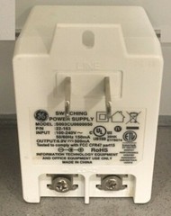 GE 22-163 SWITCHING POWER SUPPLY 6 VDC 500mA TRANSFORMER FOR 60-924-RF-TS NEW