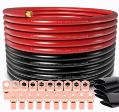 40FT 1/0 Gauge CCA Battery Cable w/ 20 Lugs & Heat Shrink for Amp Solar DC