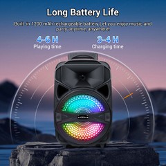 8” 1000W Portable FM Bluetooth Speaker Subwoofer Heavy Bass Sound System Party