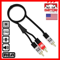2 RCA to 1 RCA Male Subwoofer Audio Splitter Y Cable Stereo Bass Bi-Direction