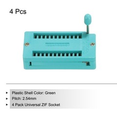 Pack of 4 Universal IC Test ZIF Socket 24 Pin 2.54mm Pitch