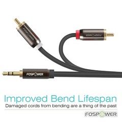 FosPower 10FT 24k Gold Plated 3.5mm AUX Stereo M/M 2 RCA Male Audio Cable Y Cord