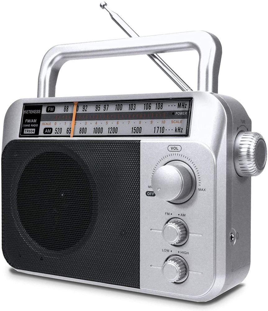 Portable Radios With Best Reception AC or D Battery Powered Analog Radio Sliver