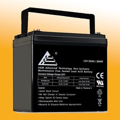 12 Volt (12V) 55 Amp (55Ah) VRLA AGM Sealed Lead Acid Battery 55 AMPS HIGH CAP