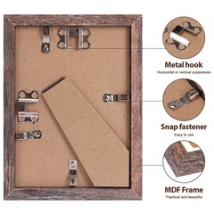 Fixwal 5×7 Picture Frames Set of 5, Rustic Brown Wood 5×7, D-Rustic