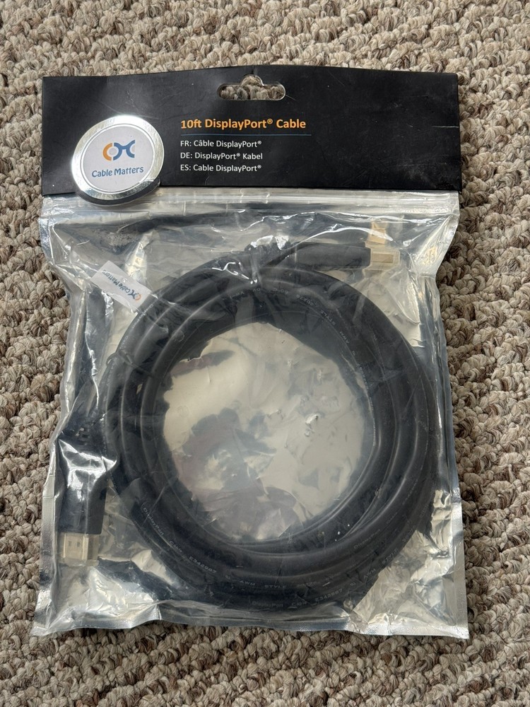 New Cable Matters 10 FT DisplayPort to DisplayPort Cable Black Model 102005-10