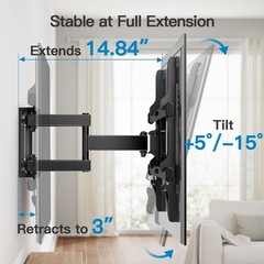 Articulating TV Wall Mount for 37-84 Inch TVs – Durable Alloy Steel Construction